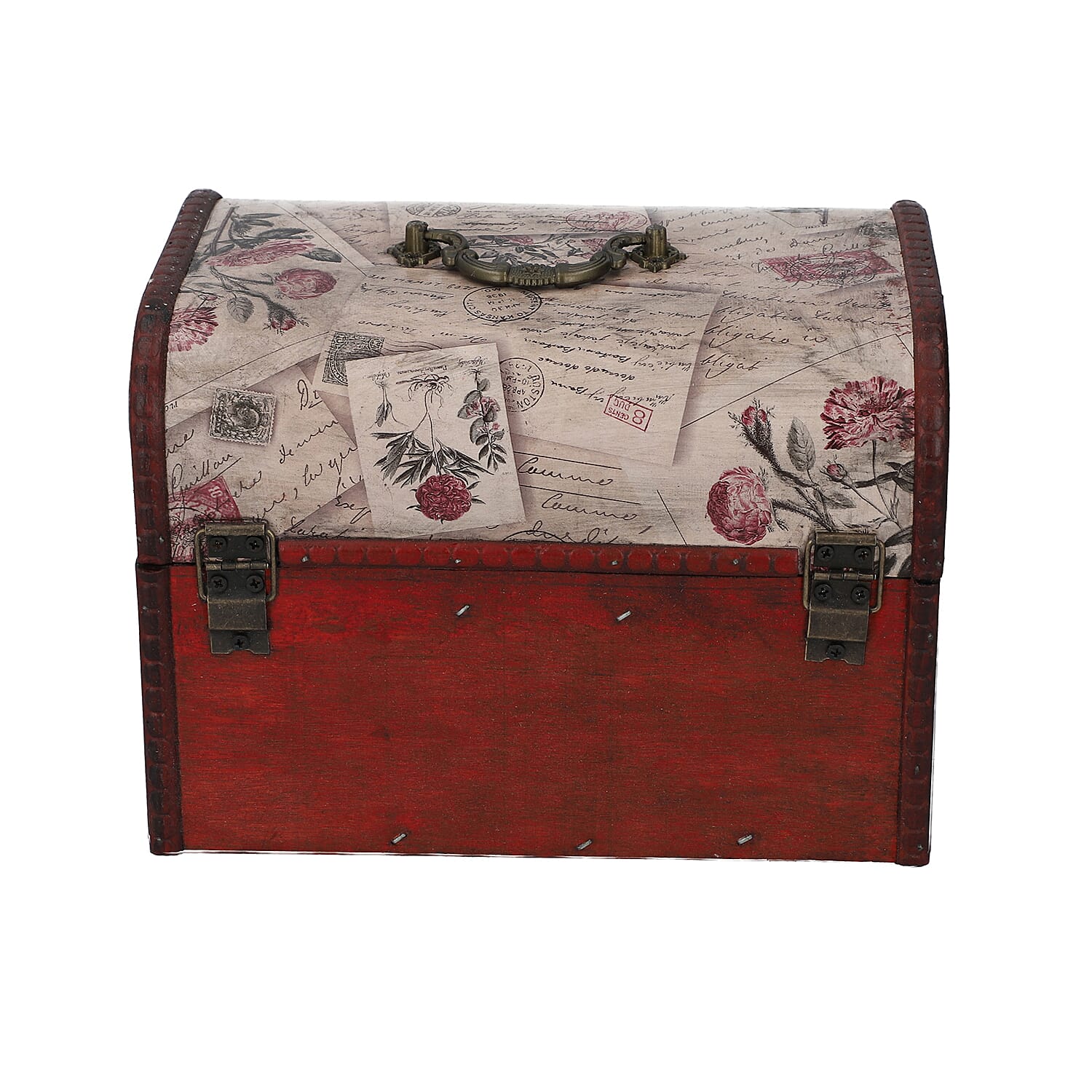 Set of 3 - Rose Pattern Wooden Jewellery Box with Lock (Size 12x8x8Cm, 16x12x11Cm, 22x16x16Cm)