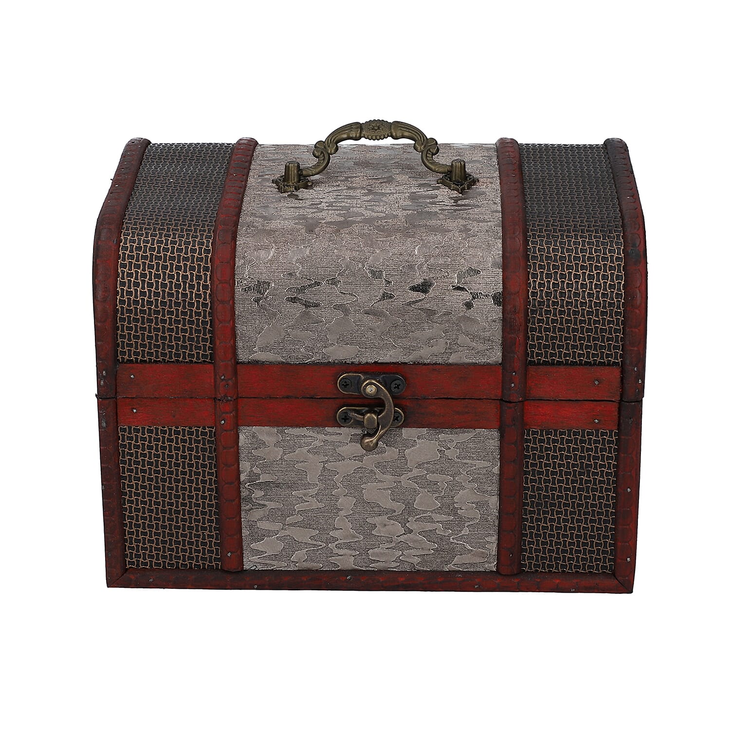 Set of 3 - Floral Pattern Wooden Jewellery Box with Lock (Size 12x8x8Cm, 16x12x11Cm, 22x16x16Cm)