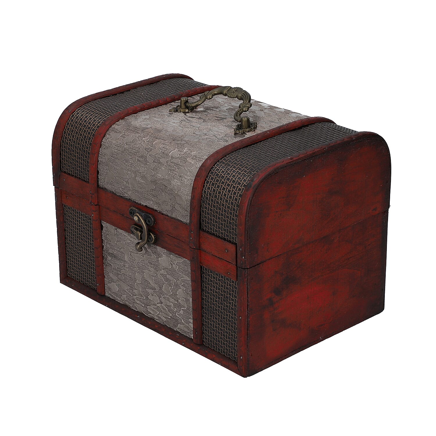 Set of 3 - Floral Pattern Wooden Jewellery Box with Lock (Size 12x8x8Cm, 16x12x11Cm, 22x16x16Cm)