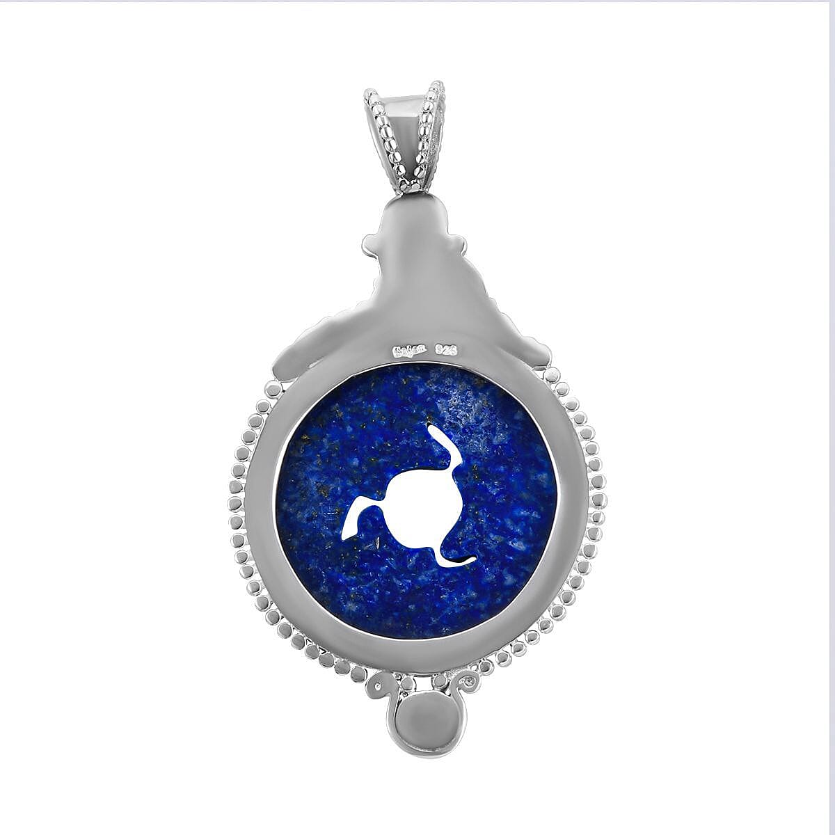 Sajen Silver NATURES JOY Collection - Carved Lapis Lazuli, Swiss Blue Topaz and Skyblue Topaz Pendant  Sterling Silver 47.74 Ct, Silver Wt. 10.50 Gms
