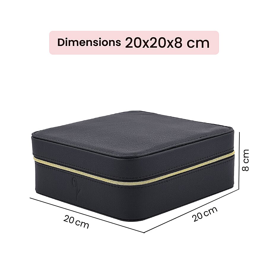LUCYQ - Portable Large Jewellery Box with Zipper Closure - Black