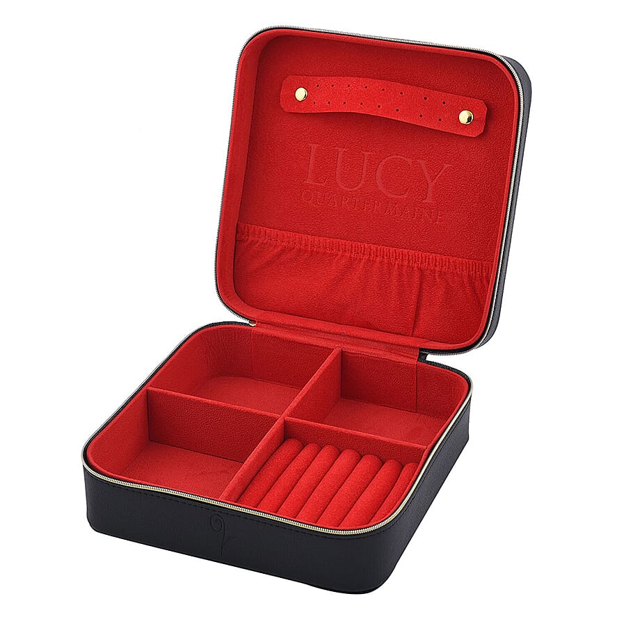 LUCYQ - Portable Large Jewellery Box with Zipper Closure - Black