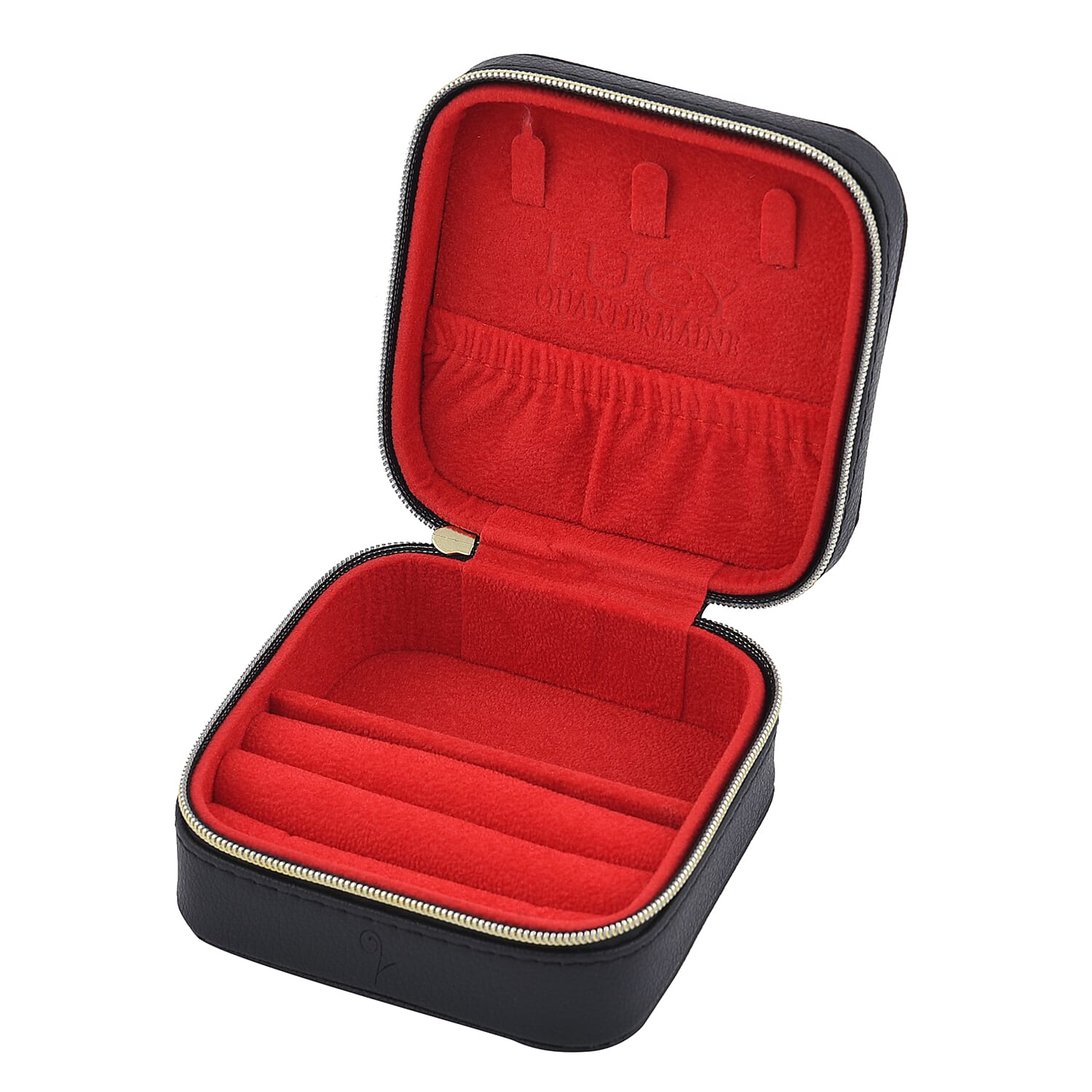 LUCYQ - Portable Small Jewellery Box with Zipper Closure - Black
