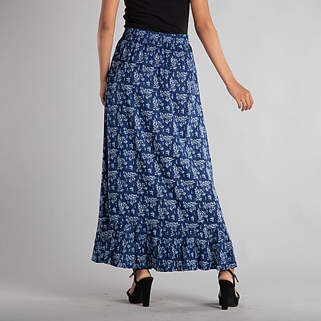 TAMSY 100% Viscose Skirt (Size 18, 96x93 Cm) - Navy Blue