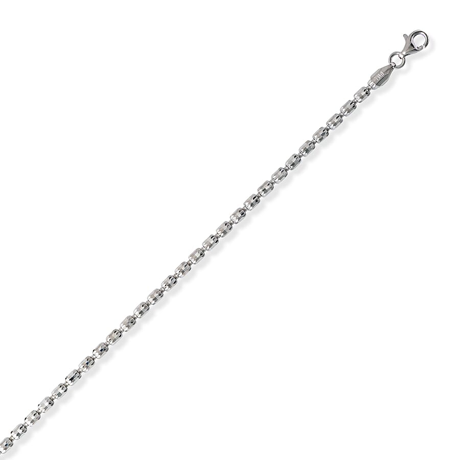 Italian Made - Platinum Overlay Sterling Silver Barrel Crystal Bracelet (Size - 7.50) with Lobster Clasp