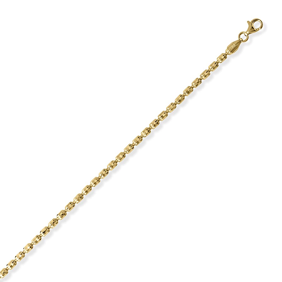 Italian Made Yellow Gold Overlay Sterling Silver Barrel Crystal Bracelet (Size - 7.50) with Lobster Clasp