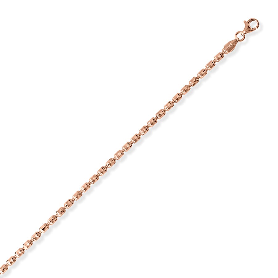 Italian Made Rose Gold Overlay Sterling Silver Barrel Crystal Necklace (Size - 32), Silver Wt. 18.77 Gms
