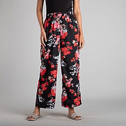 Plazzo polyester Colour Black With Red Print 