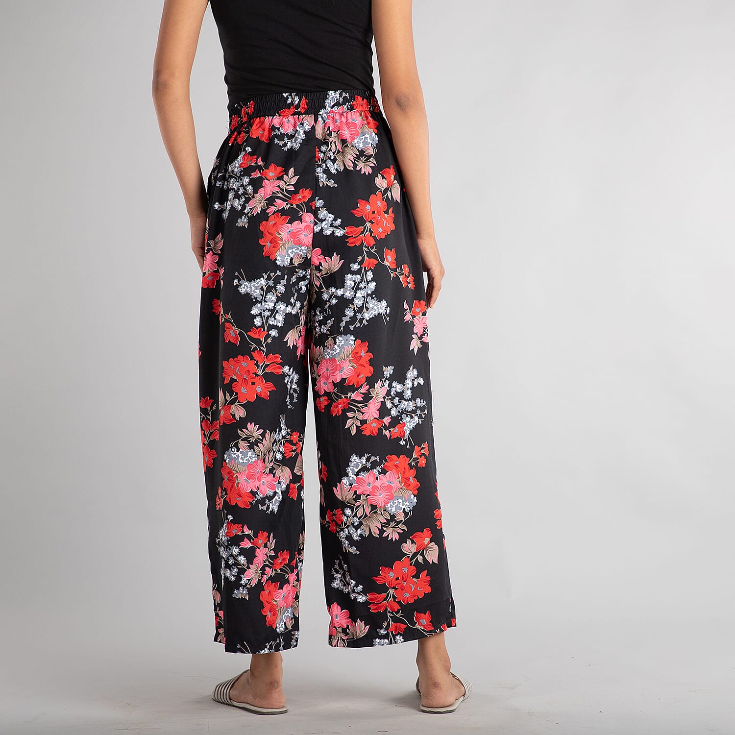 Plazzo polyester Colour Black With Red Print 