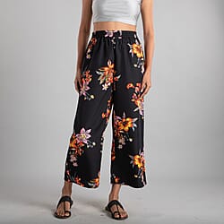 Plazzo polyester Colour Black With Green Print