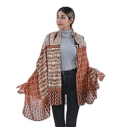 Viscose Printed Pattern Scarf - White and Blue