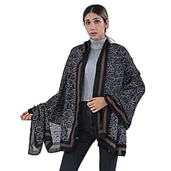 Viscose Printed Pattern Scarf - White and Blue