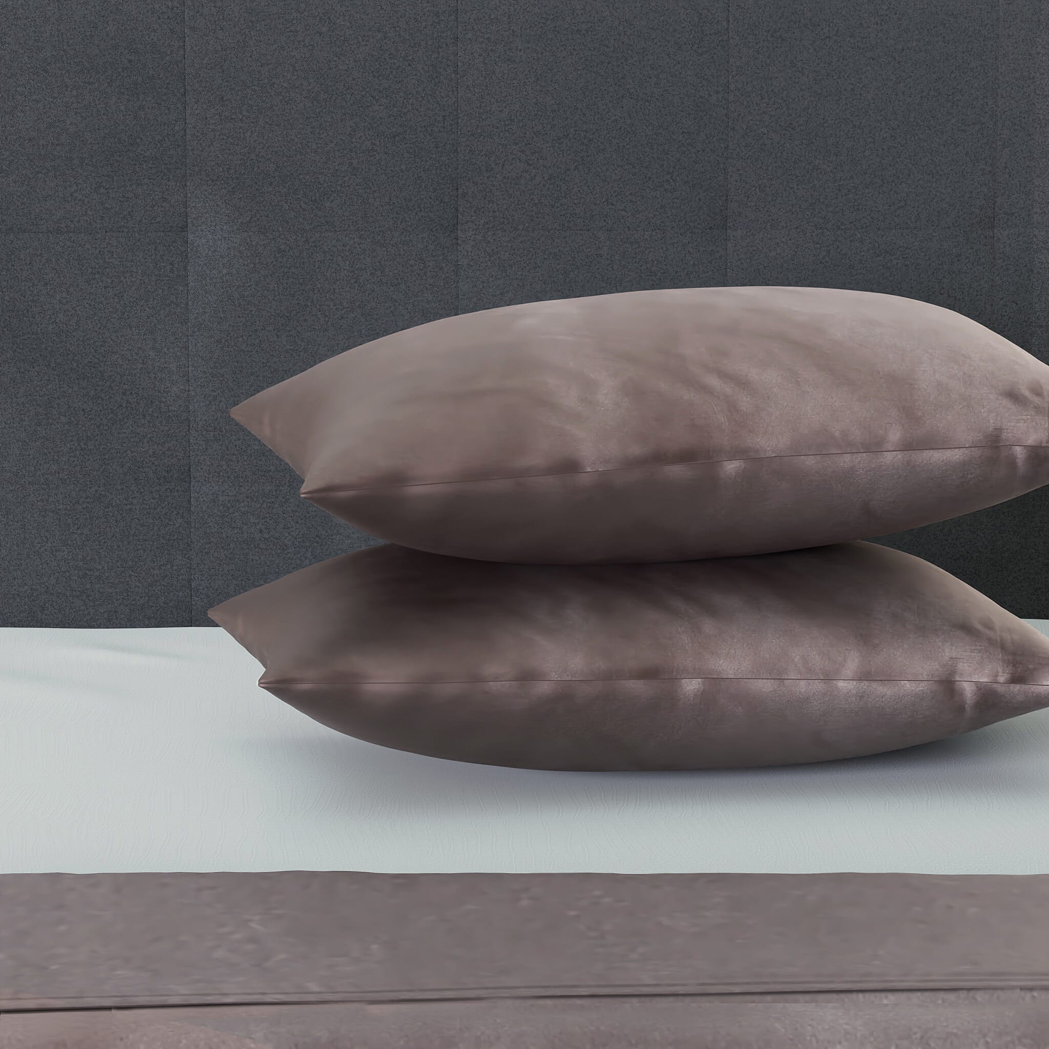 Set of 2 - Satin Pillow Cover (Size 50x76Cm) - Golden Brown