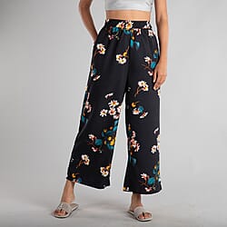 Plazzo Viscose solid color Black With white Print