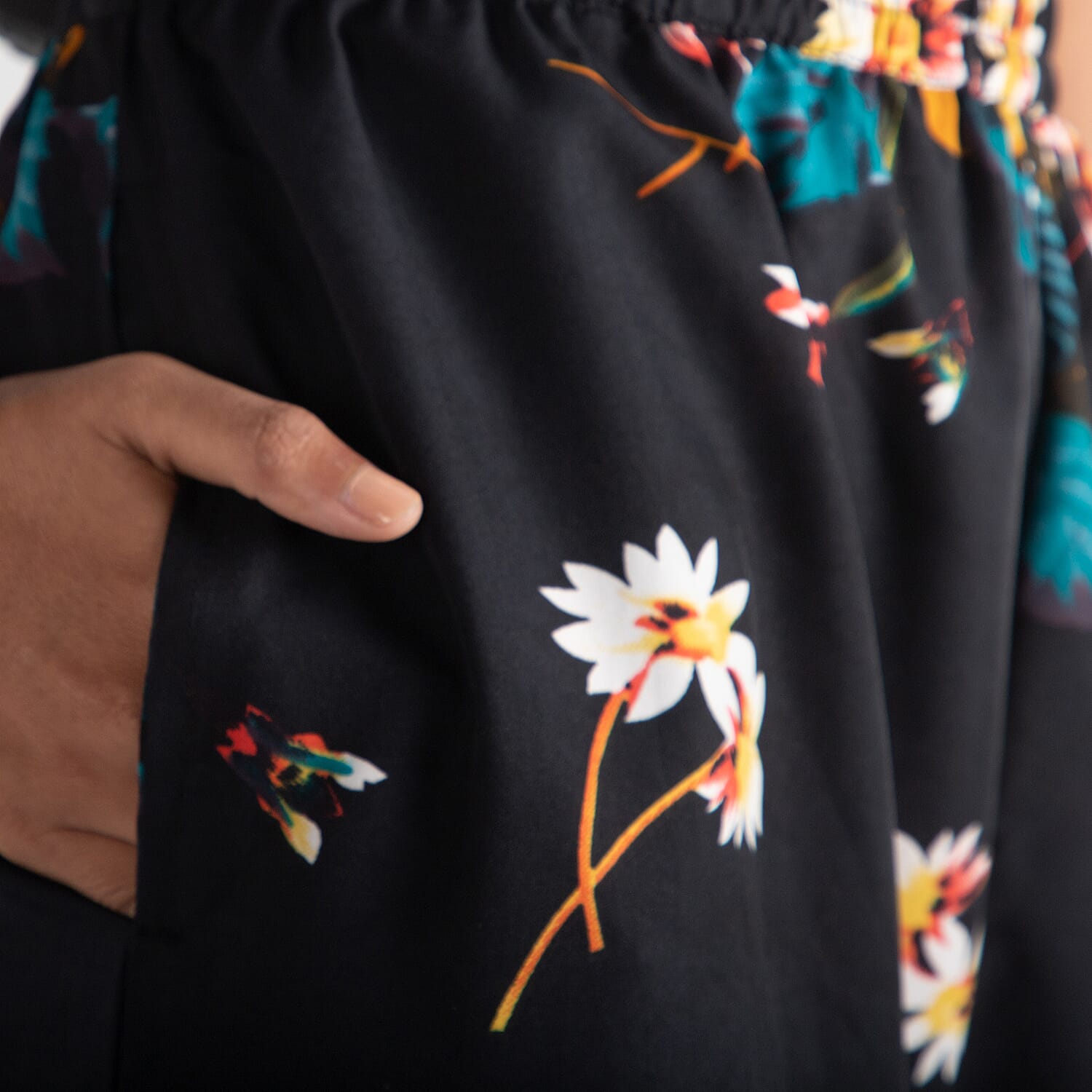 Plazzo polyester Colour Black With Red Print 