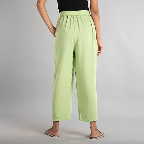 TAMSY 100% Viscose Solid Palazzo (Size-12) - Green