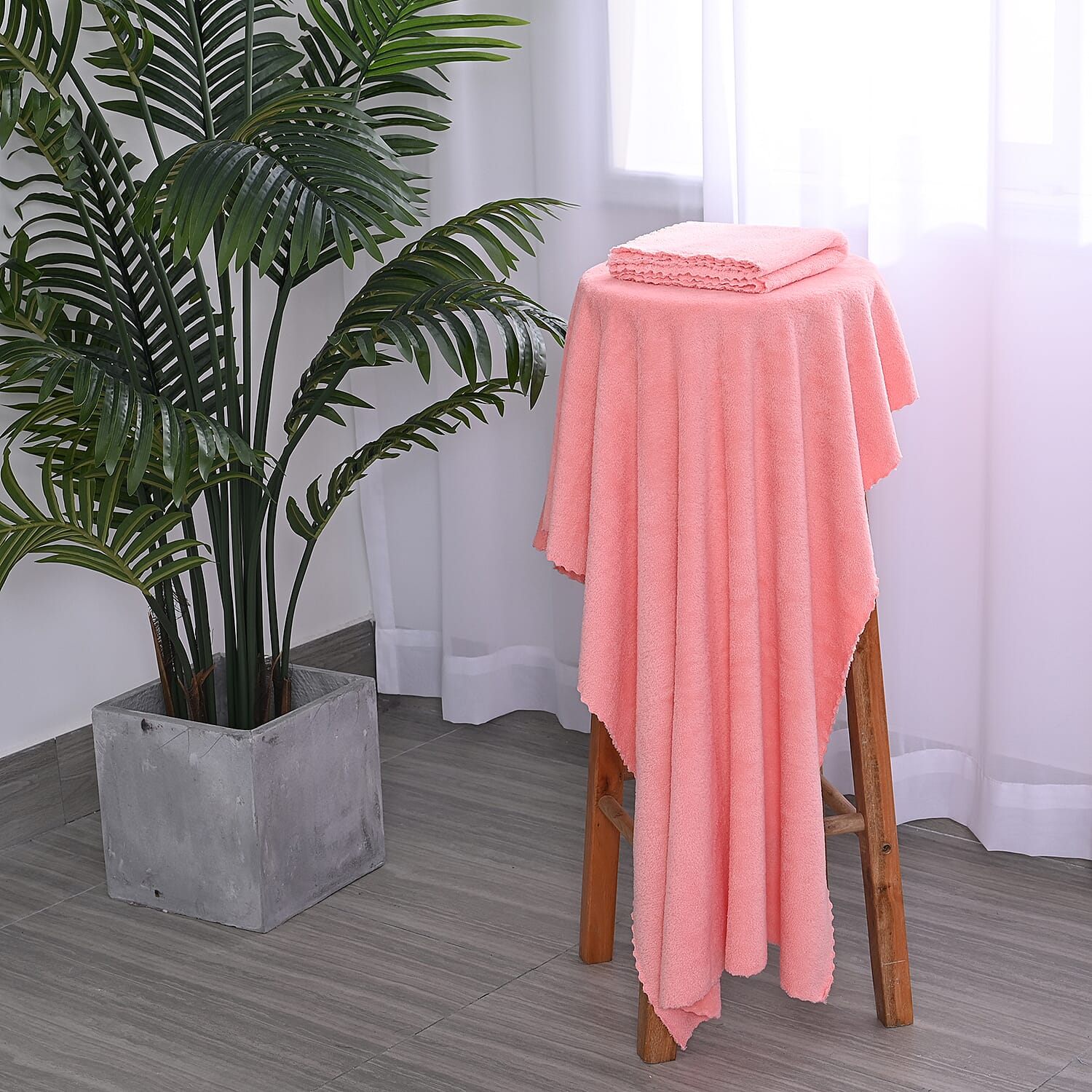 Set of 2 - Microfiber Towel (includes 1 Bath Towel - 140x70Cm & 1 Face Towel - 75x35Cm) - Light Pink