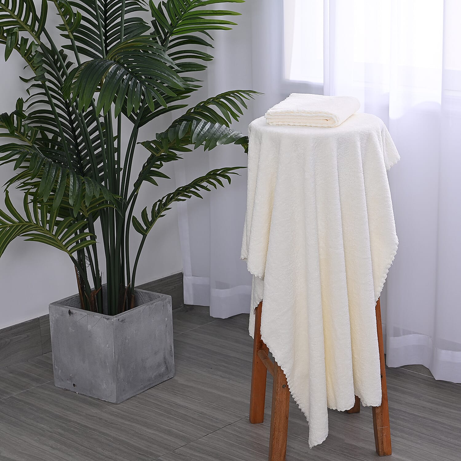 Set of 2 - Microfiber Towel (includes 1 Bath Towel - 140x70Cm & 1 Face Towel - 75x35Cm) - Cream