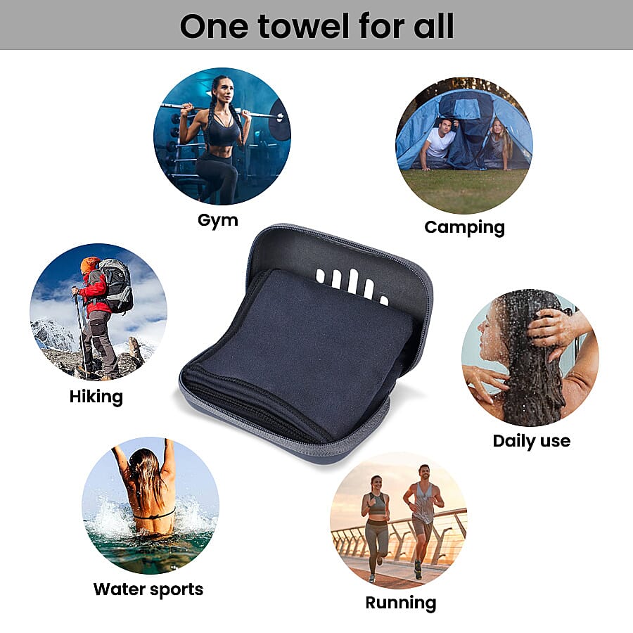 Portable Quick Drying Sport Towel (Size 100x50Cm) - Black