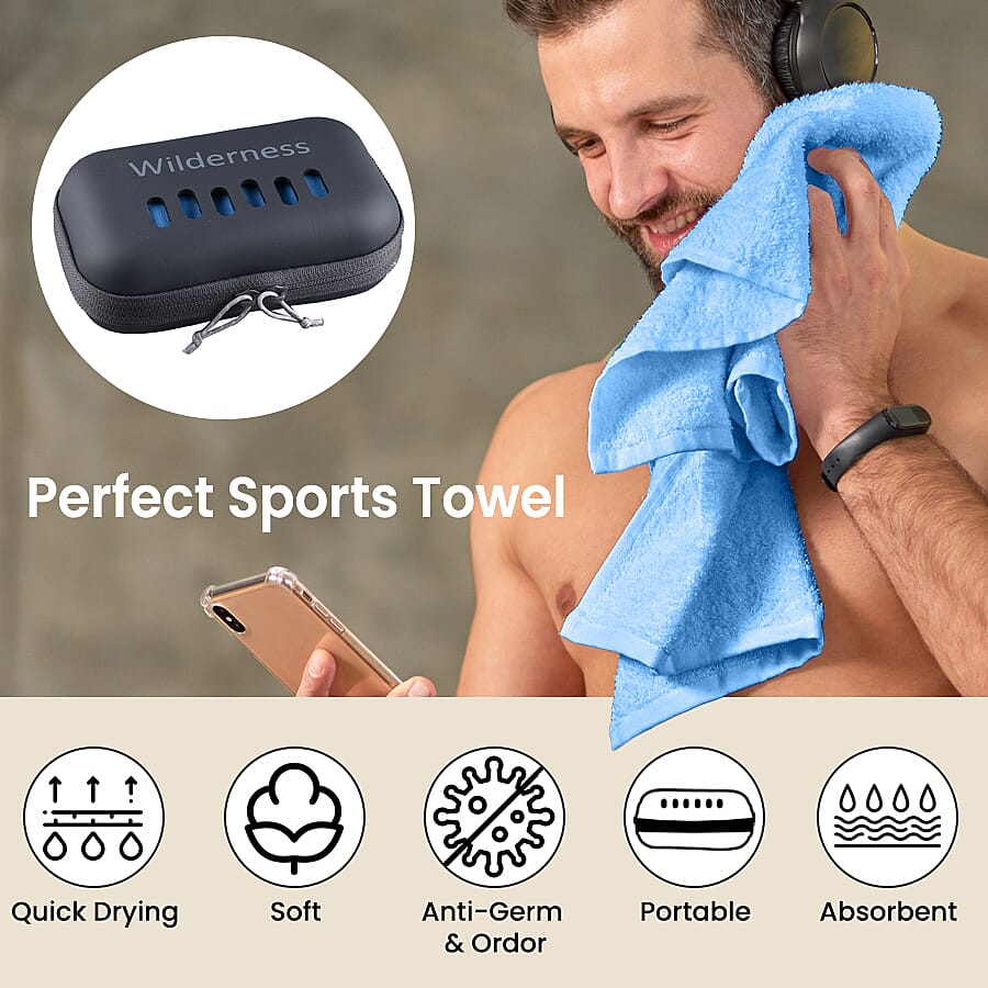 Portable Quick Drying Sport Towel (Size 100x50Cm) - Blue