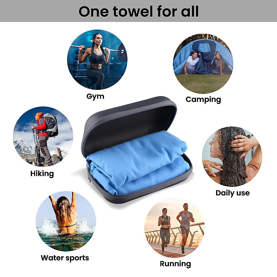 Portable Quick Drying Sport Towel (Size 100x50Cm) - Blue