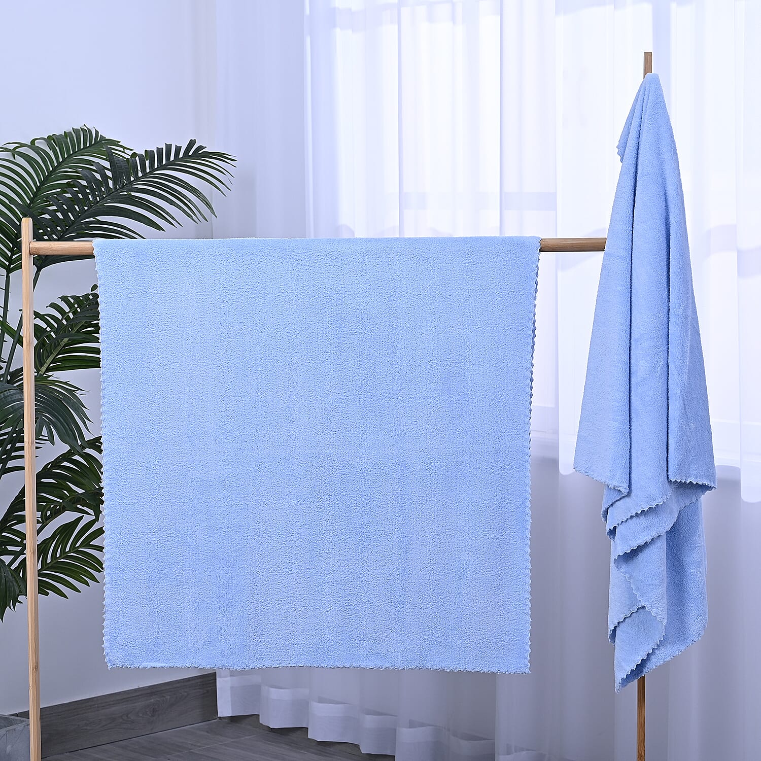Set of 2 - Microfiber Towel (includes 1 Bath Towel & 1 Face Towel  - Light Blue