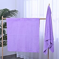 Set of 2 - Microfiber Towel (includes 1 Bath Towel & 1 Face Towel  - Purple