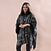 LA MAREY Cashew Flower Pattern Faux Fur Cape - Gray
