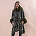 LA MAREY Cashew Flower Pattern Faux Fur Cape - Green