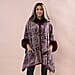 LA MAREY Cashew Flower Pattern Faux Fur Cape - Wine