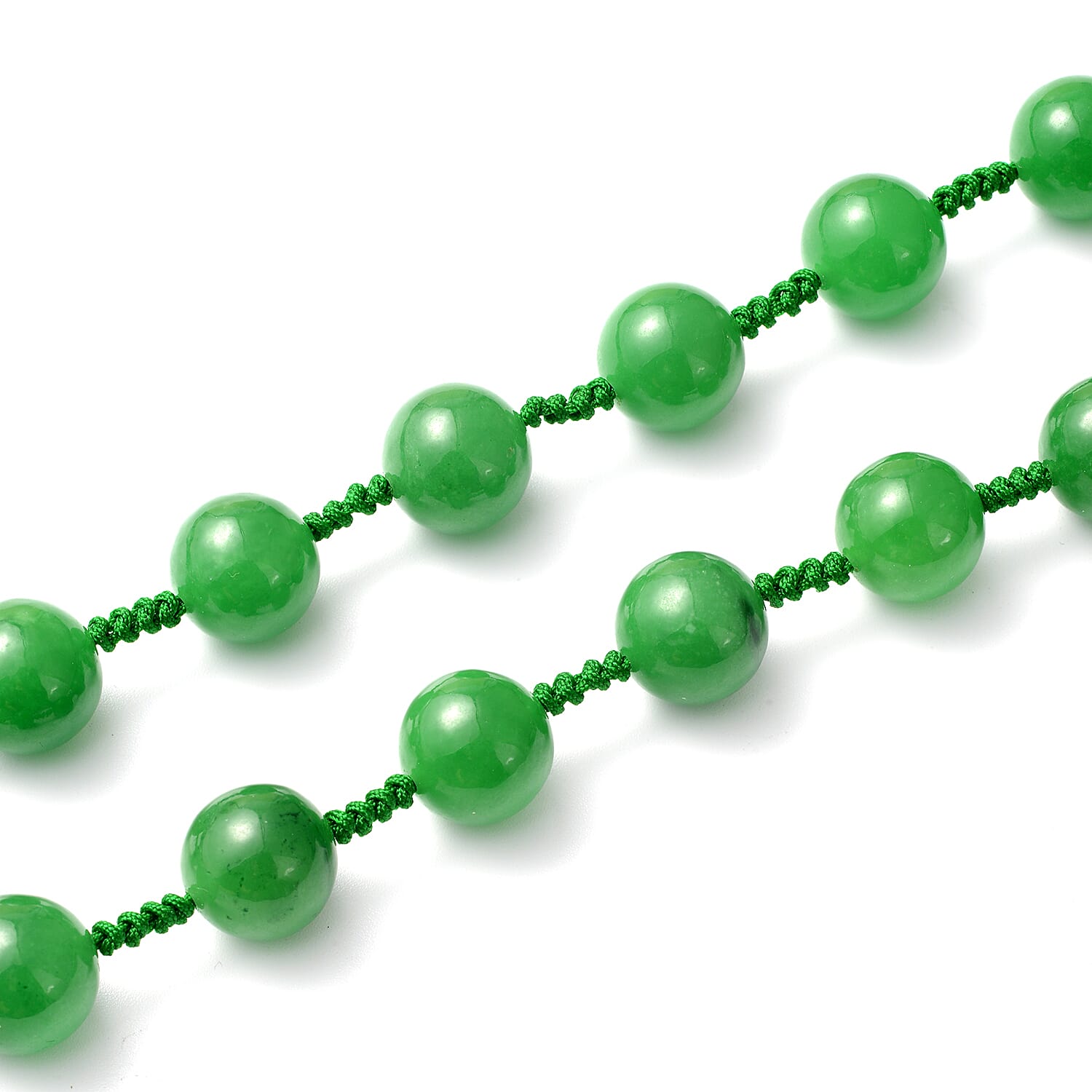 Green Jade Necklace (Size - 20) in Sterling Silver 624.00 Ct.