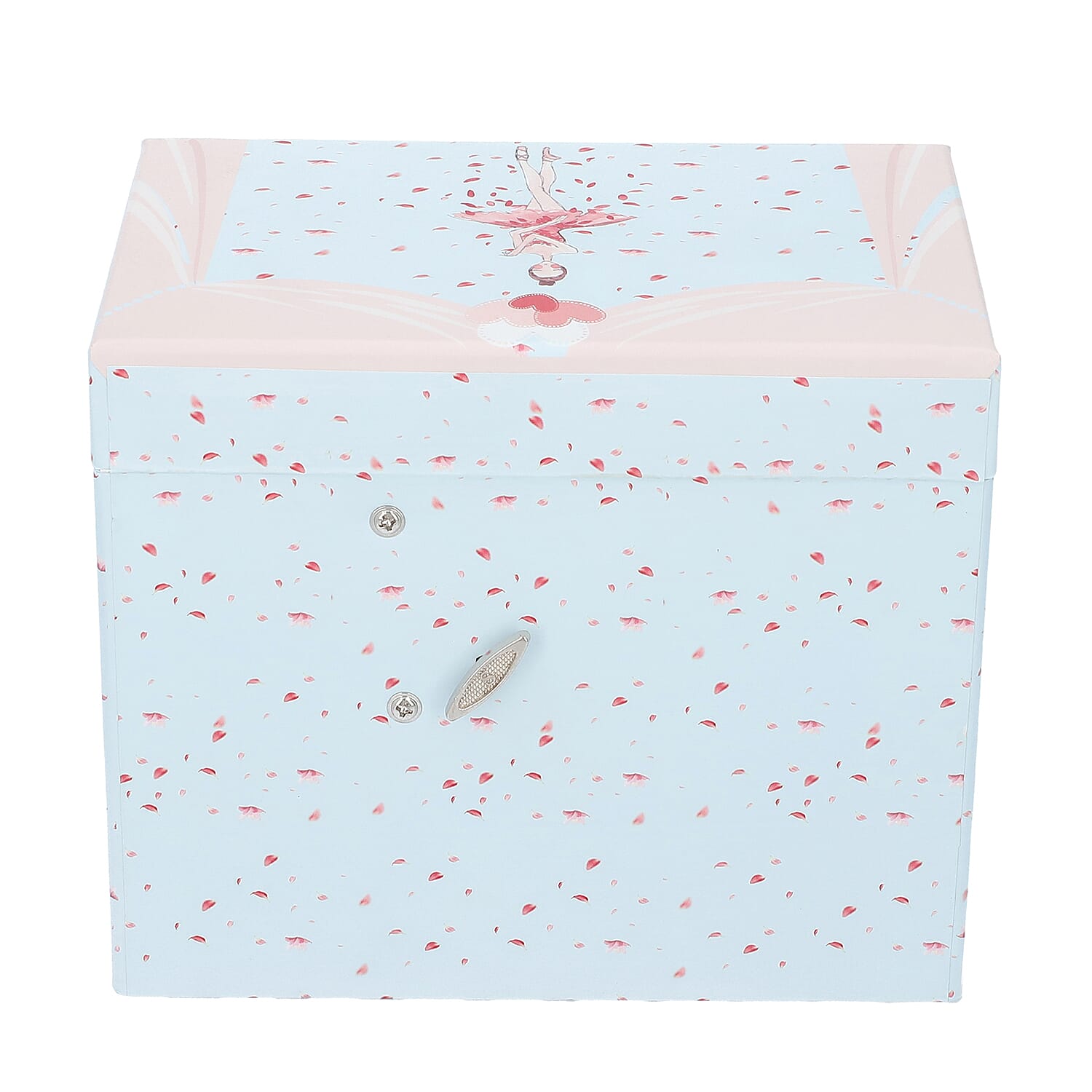 3 Layer Ballerina Musical Jewellery Box with Inside Mirror (Size 18x15x12 Cm) - Pink & Light Blue