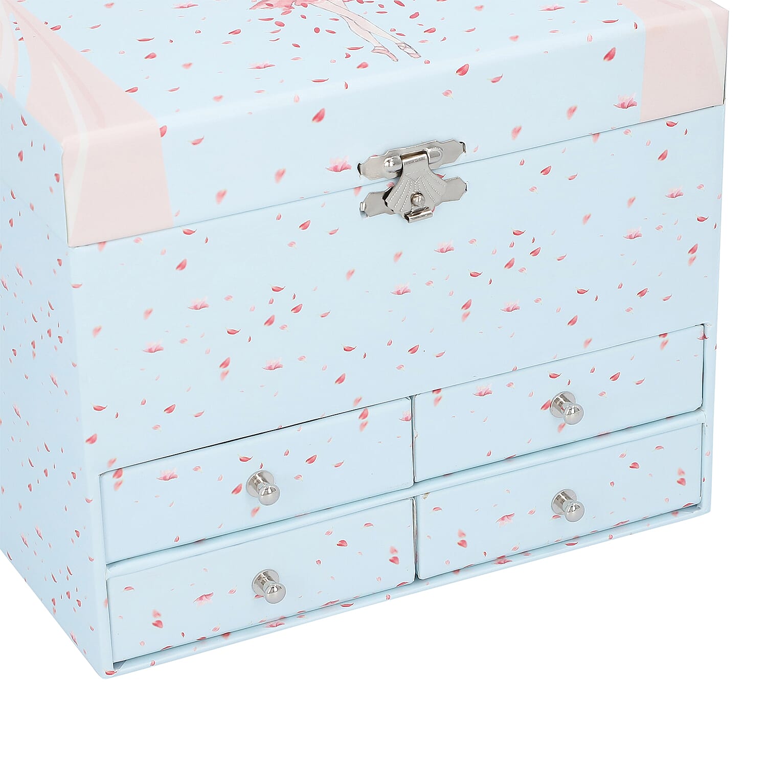 3 Layer Ballerina Musical Jewellery Box with Inside Mirror (Size 18x15x12 Cm) - Pink & Light Blue