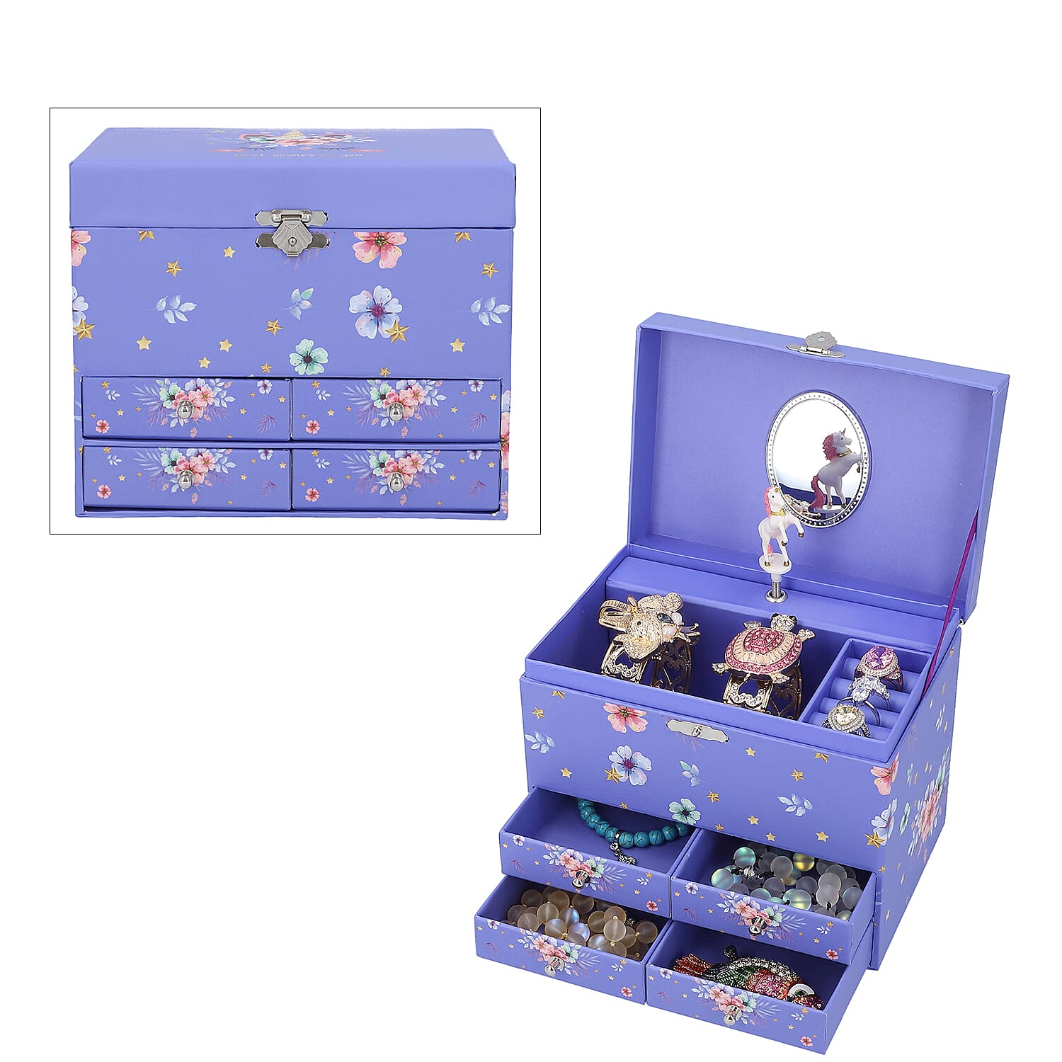 3 Layer Storage Ballerina Musical Jewellery Box with Inside Mirror