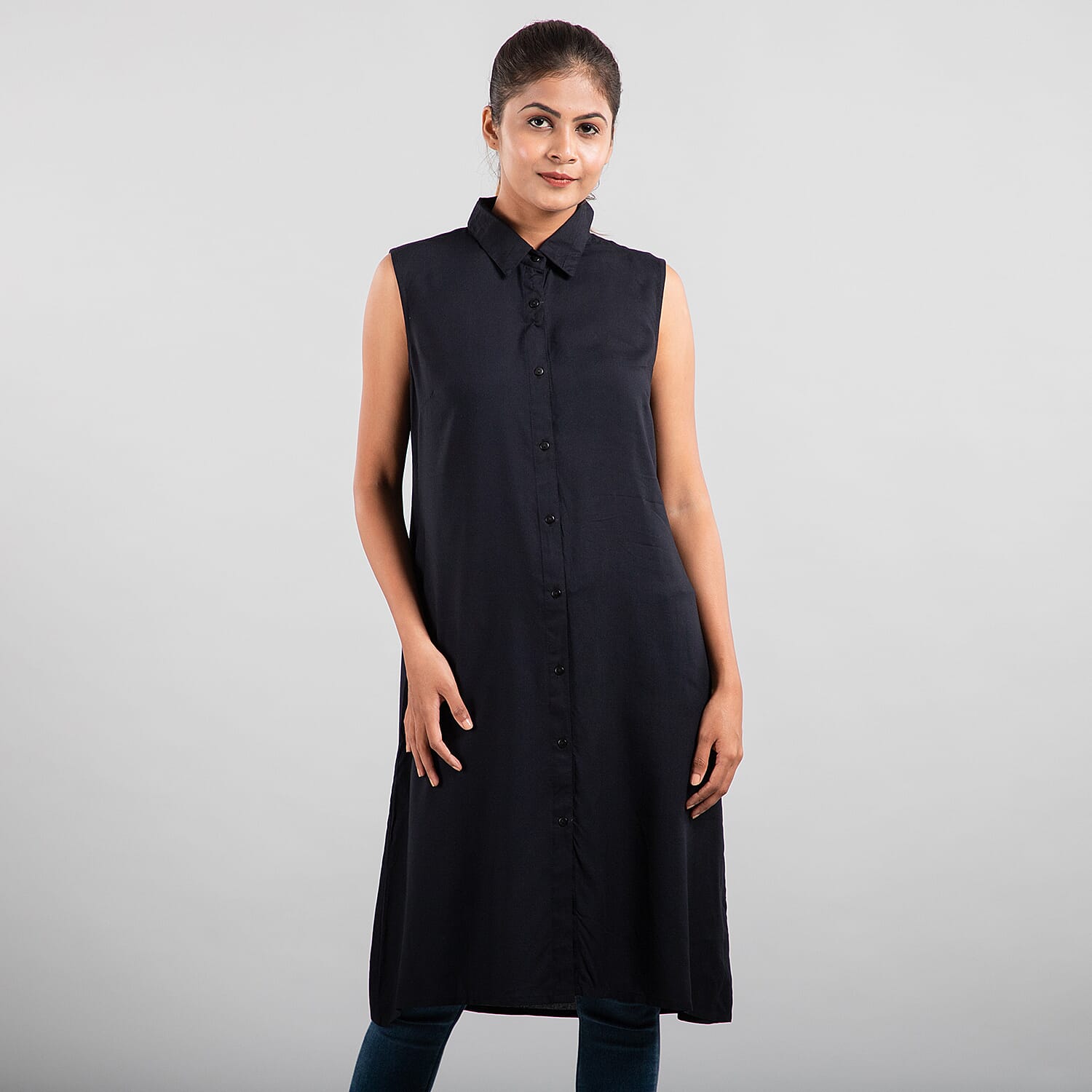 TAMSY Viscose Long Length Sleeveless Top