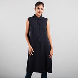 TAMSY Viscose Long Length Sleeveless Top - Black