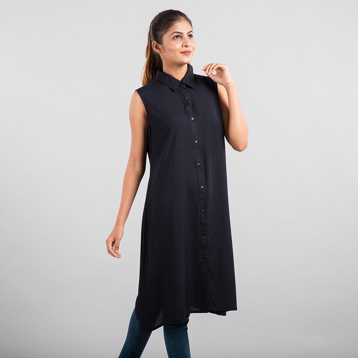 TAMSY Viscose Long Length Sleeveless Top