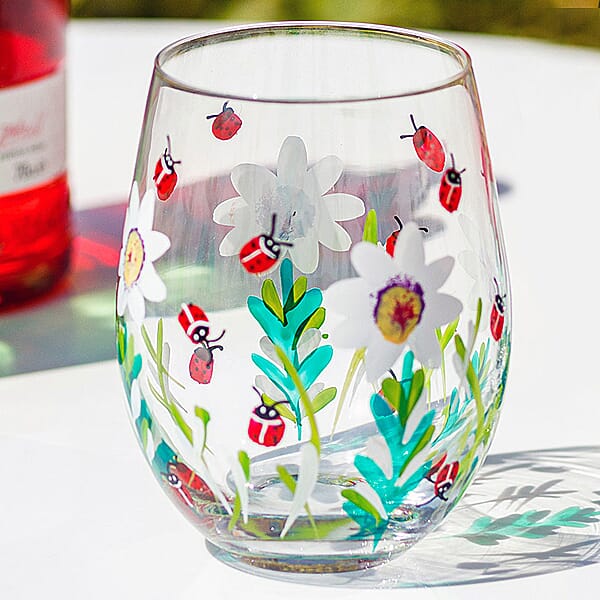 Lesser & Pavey - Hand Painted Ladybirds Steamless Glass (Size 12x5cm)
