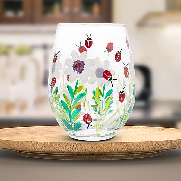 Lesser & Pavey - Hand Painted Ladybirds Steamless Glass (Size 12x5cm)