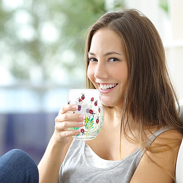 Lesser & Pavey - Hand Painted Ladybirds Steamless Glass (Size 12x5cm)