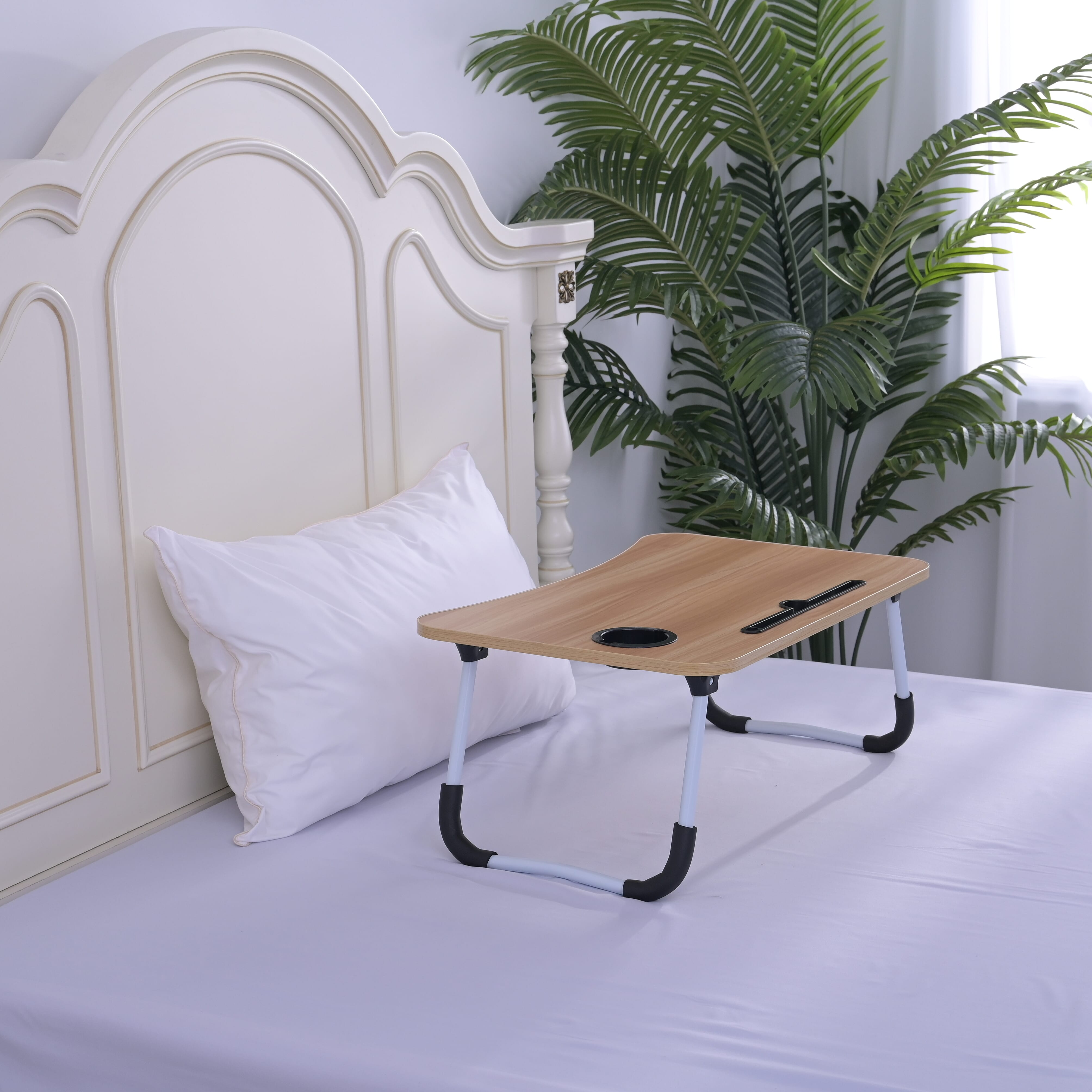 Multi-Function Folding Table with a Cup Holder Metal Legs (Size-60x40x27Cm)