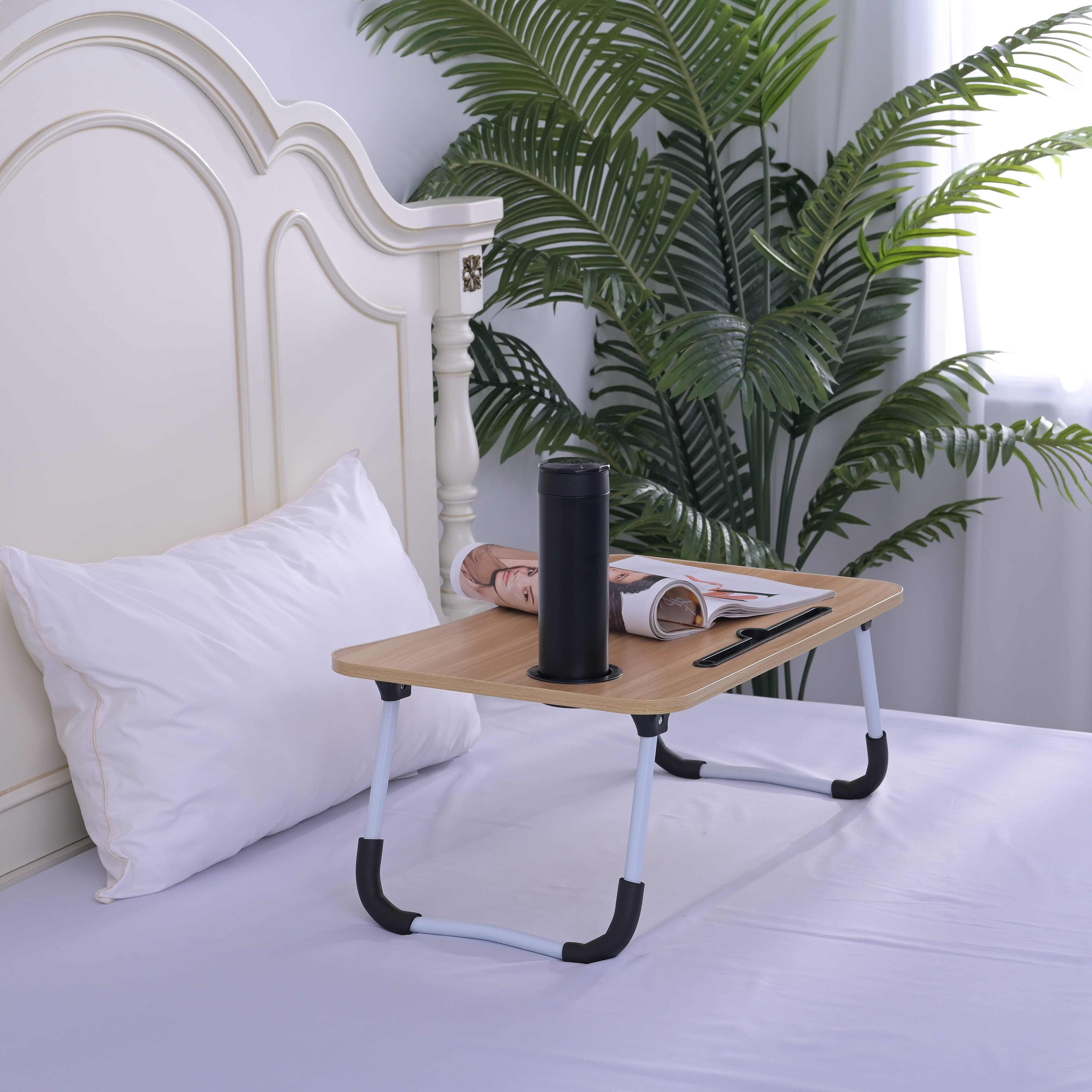 Multi-Function Folding Table with a Cup Holder Metal Legs (Size-60x40x27Cm)