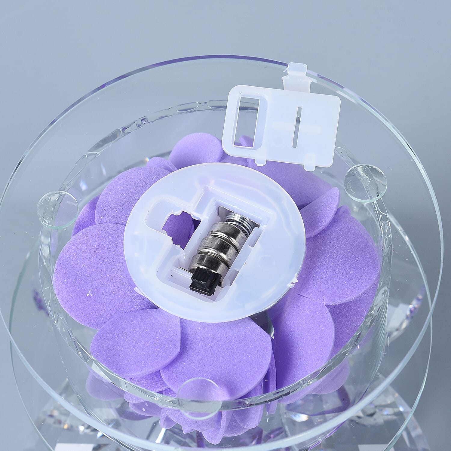 Crystal Lotus LED Light with Rotating Floral Base (Size 11x8 Cm) - Purple