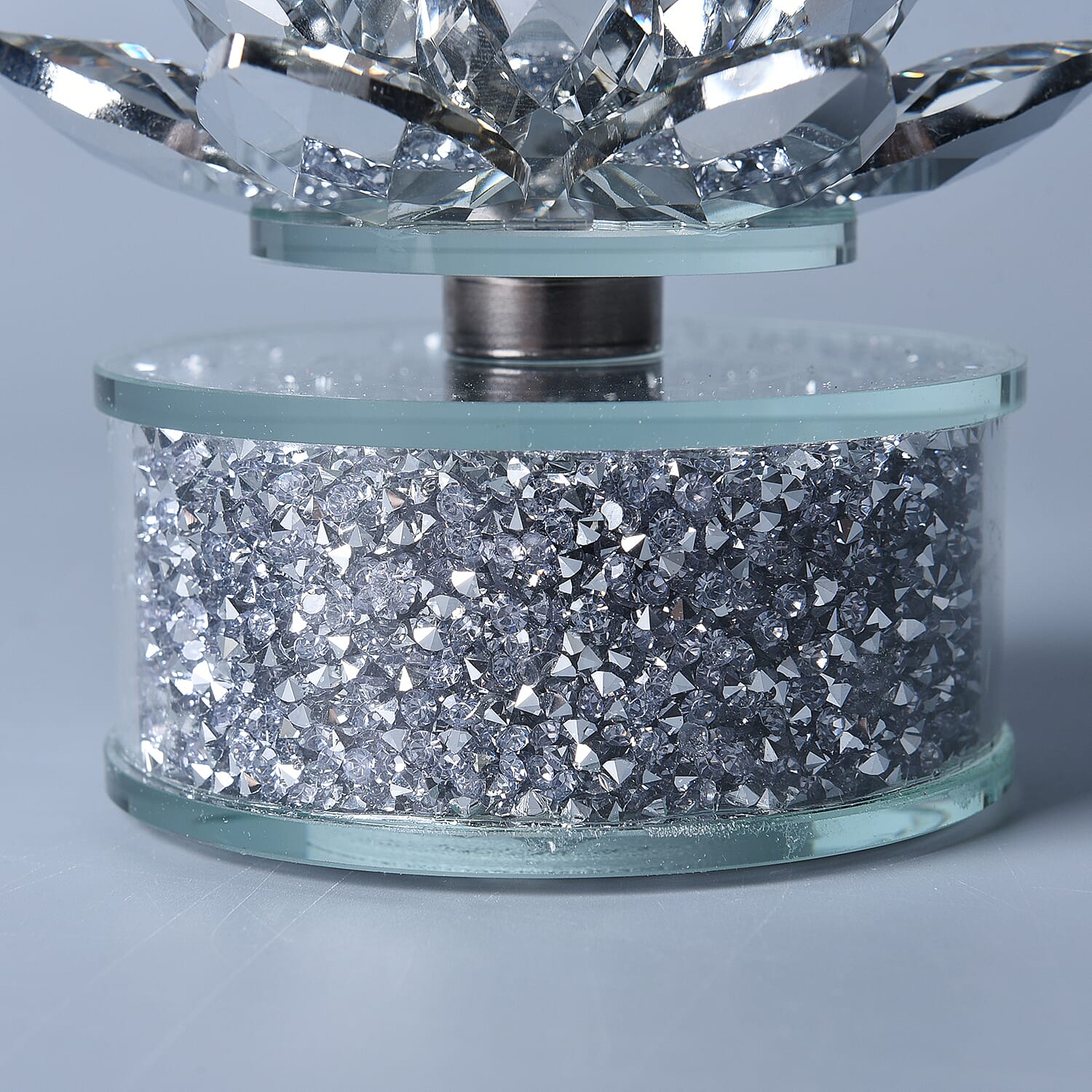 Crystal Lotus LED Light with Silver & Champagne Crystal Rotating Base