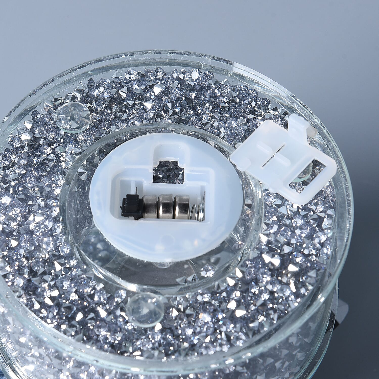 Crystal Lotus LED Light with Silver & Champagne Crystal Rotating Base