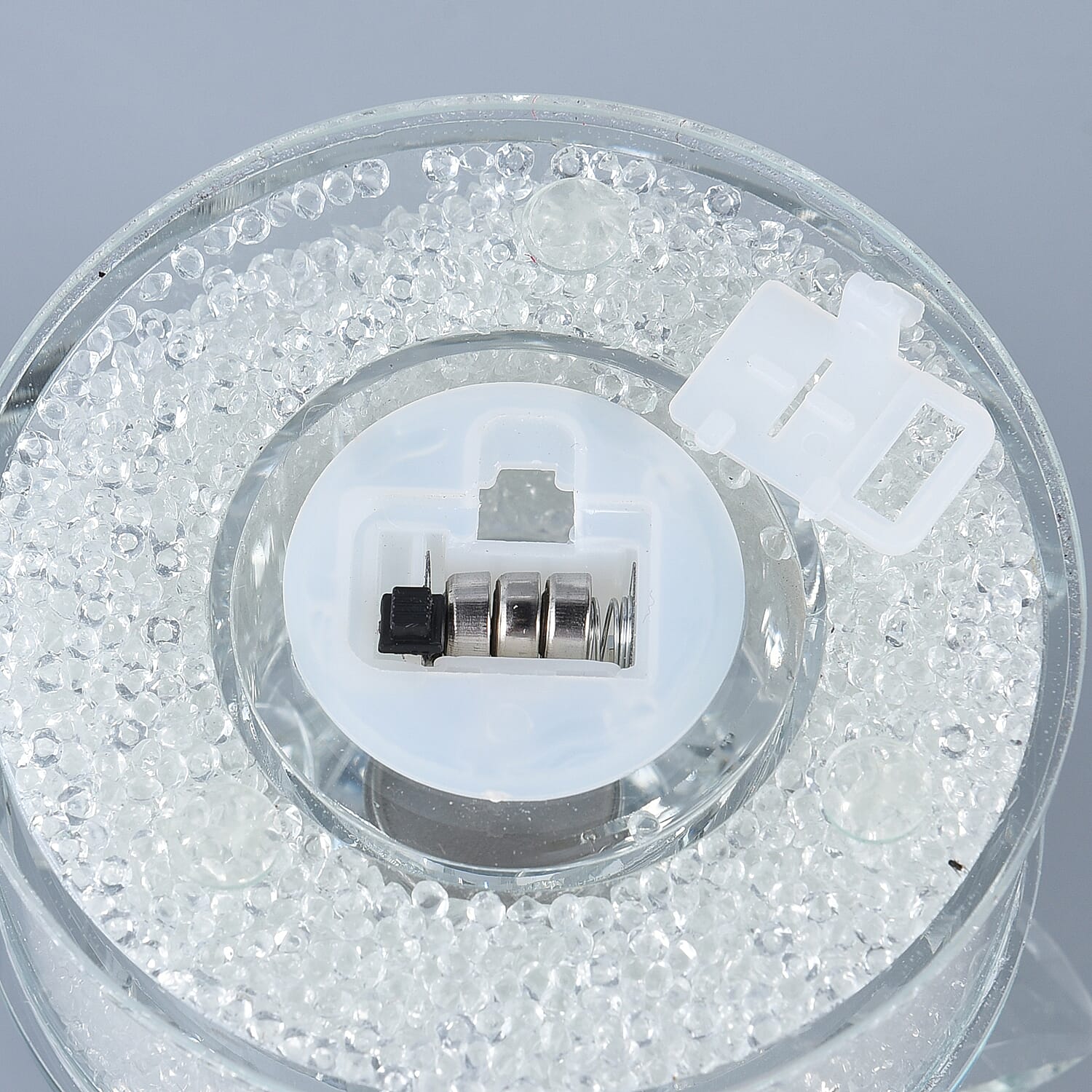 Crystal Lotus LED Light with White Crystal Rotating Base (Size 11x8 Cm)