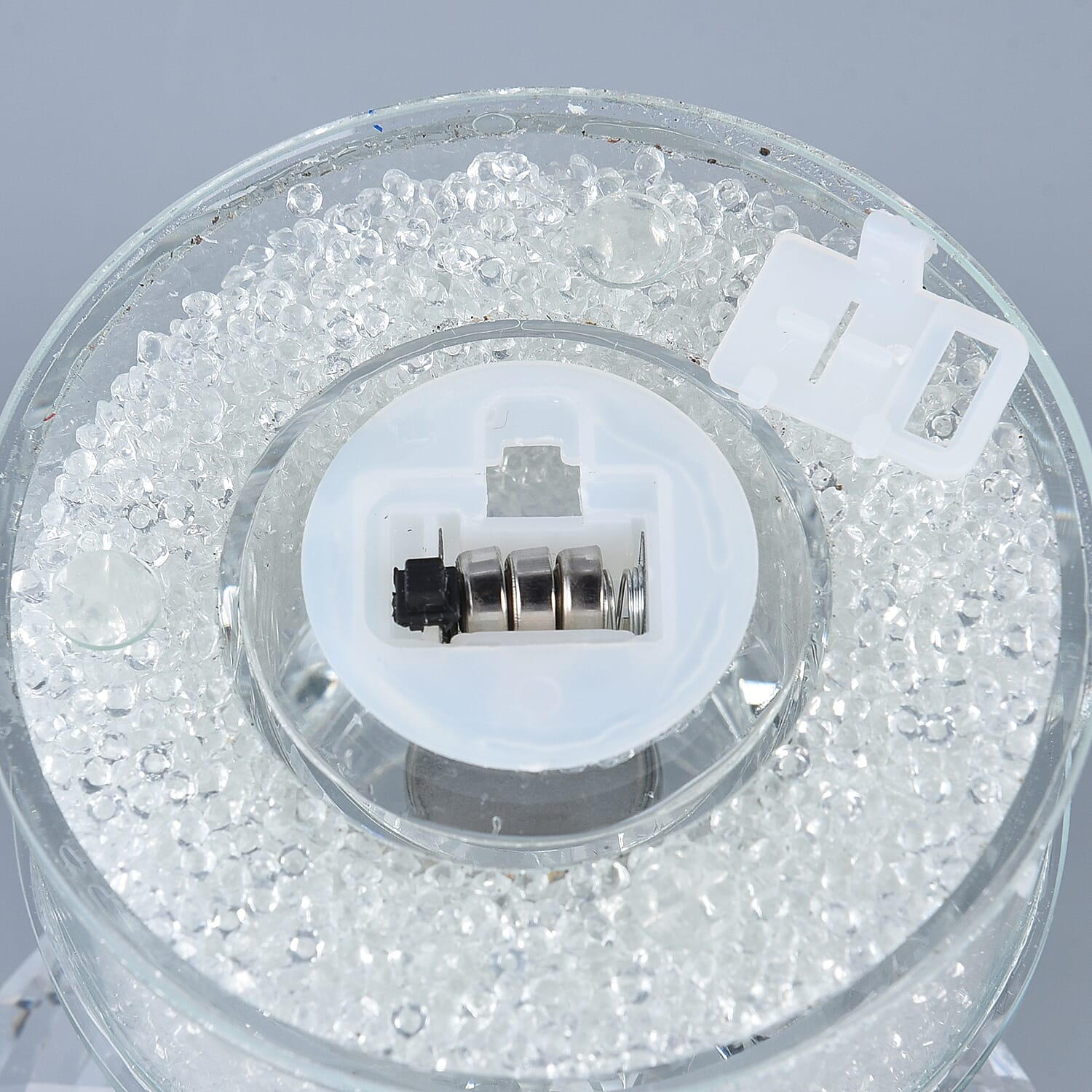 Crystal Lotus Candle Holder LED Light with White Crystal Rotating Base (Size 11x9 Cm)