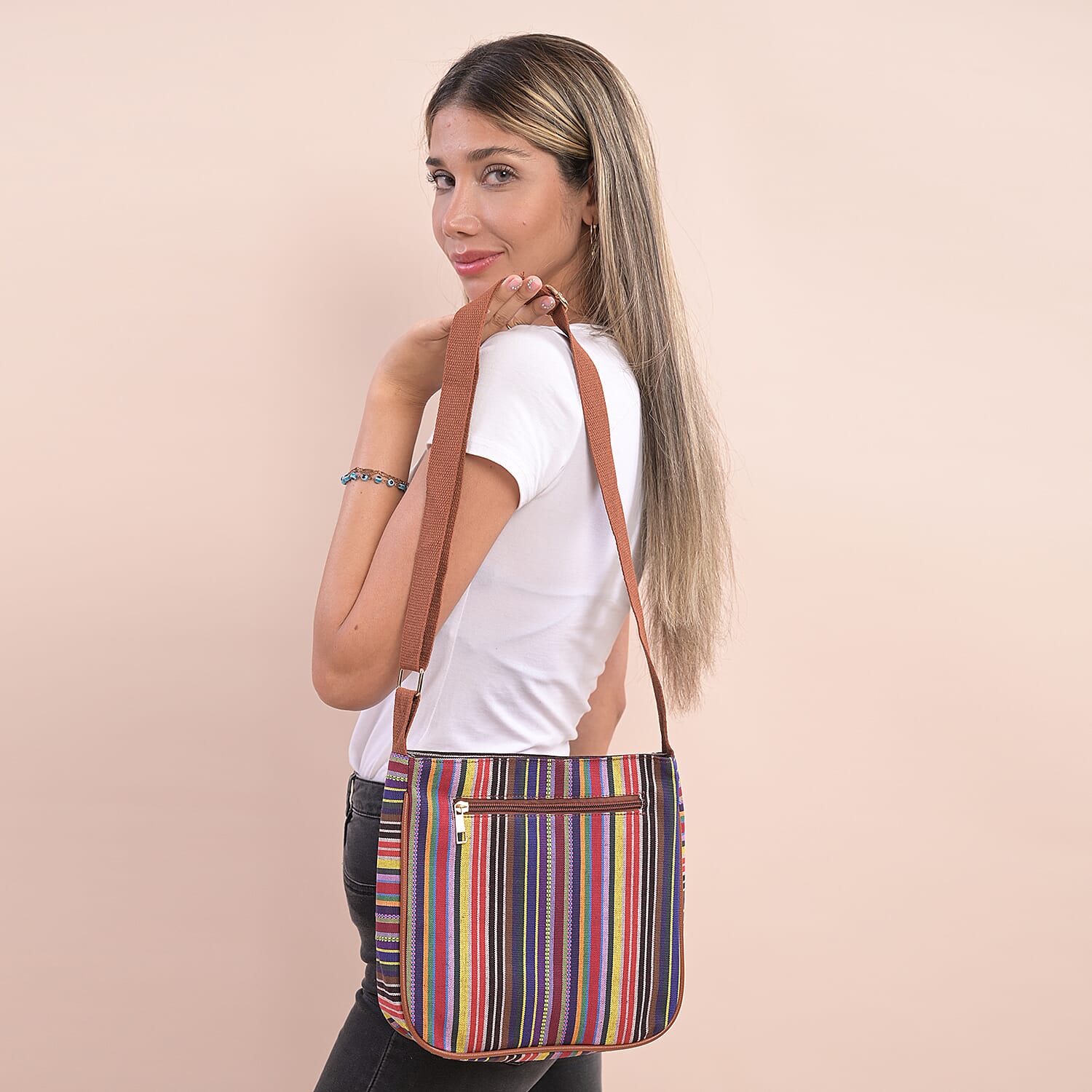 Multi color stripe Crossbody Bag