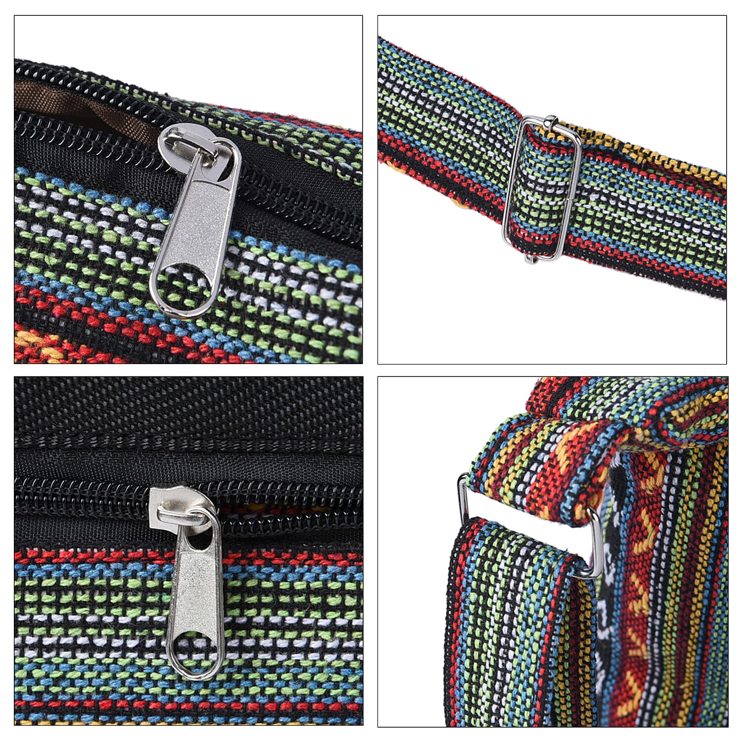 Tribal Pattern Crossbody Bag with Shoulder Strap (Size 31x26x9Cm) - Green & Multi