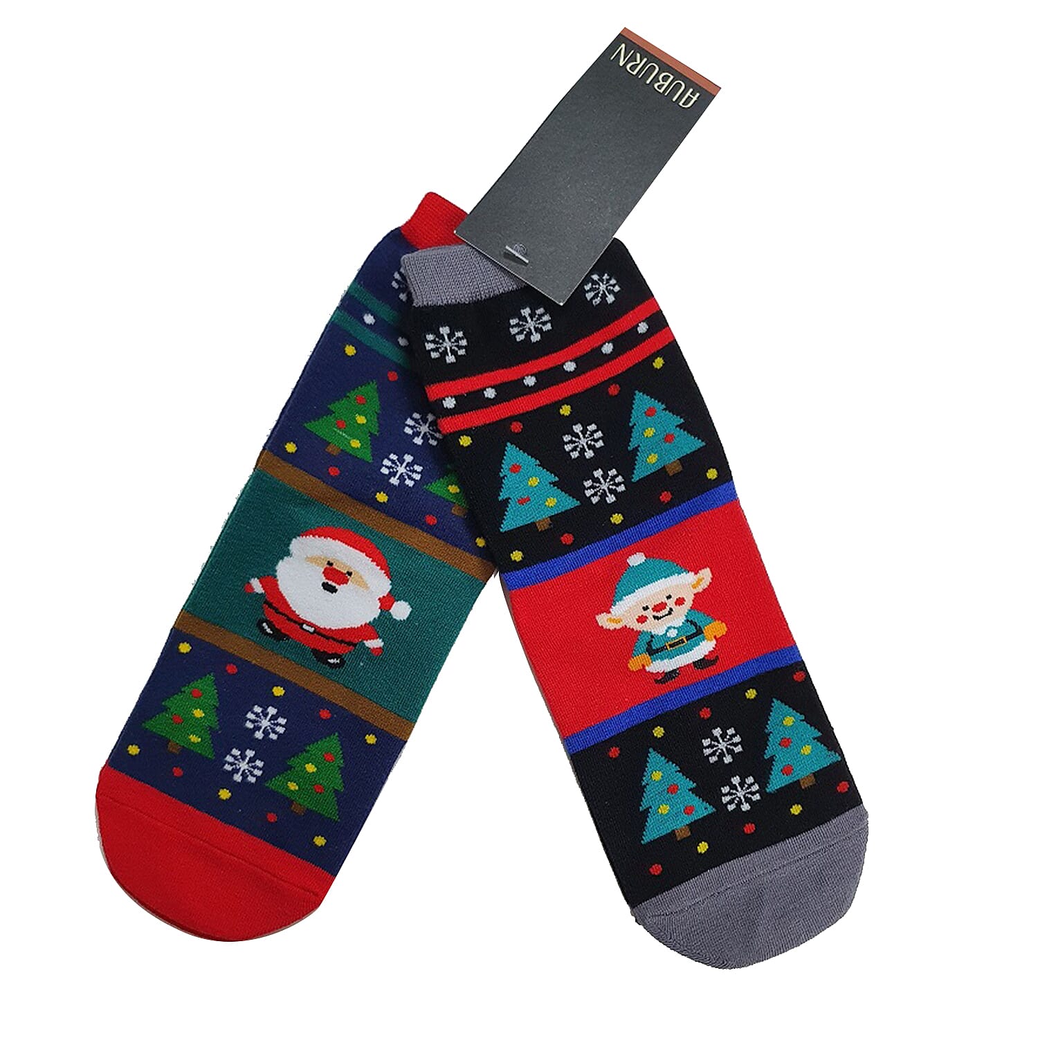 AUBURN - Pack of 2 Christmas Theme Santa Pattern Socks (One Size) - Multi